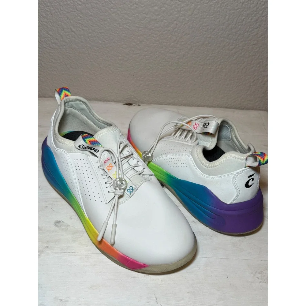 Clove Pride Solo Sneakers White Rainbow Womens 8.5 Mens 7 Nursing Medical Shoes